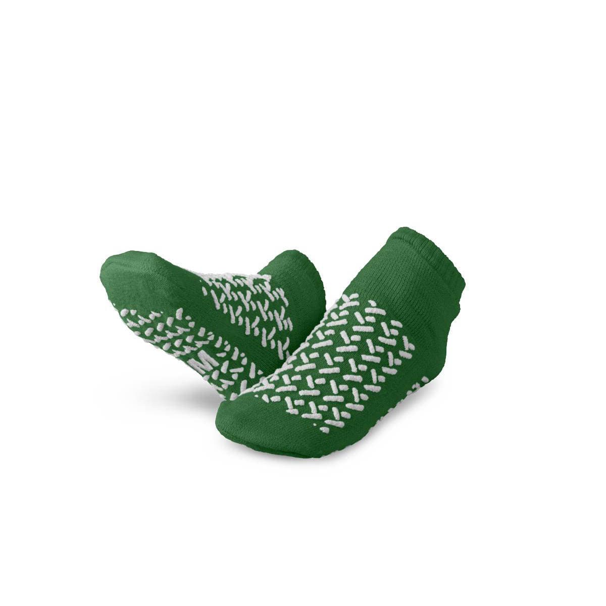 Medline Double-Tread Patient Slippers, Terry Inside, Green, Size M - Pair - Image 1