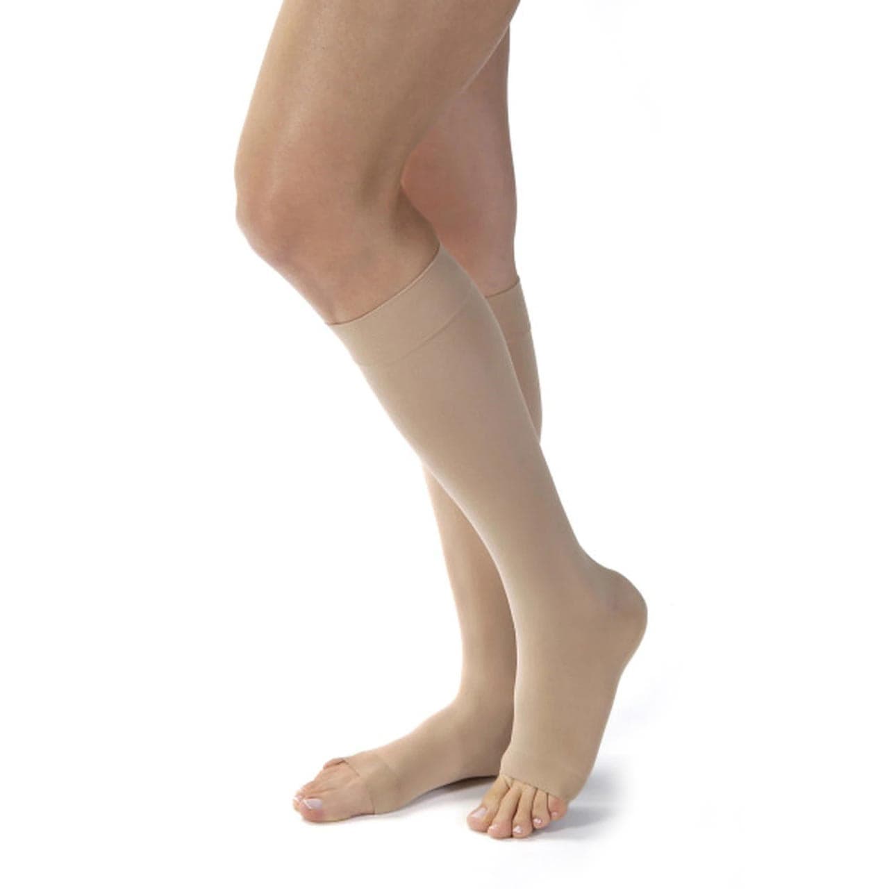 Jobst Opaque SoftFit Compression Stockings, Open Toe, 15-20mmHg, Large, Natural - Pair - Image 1