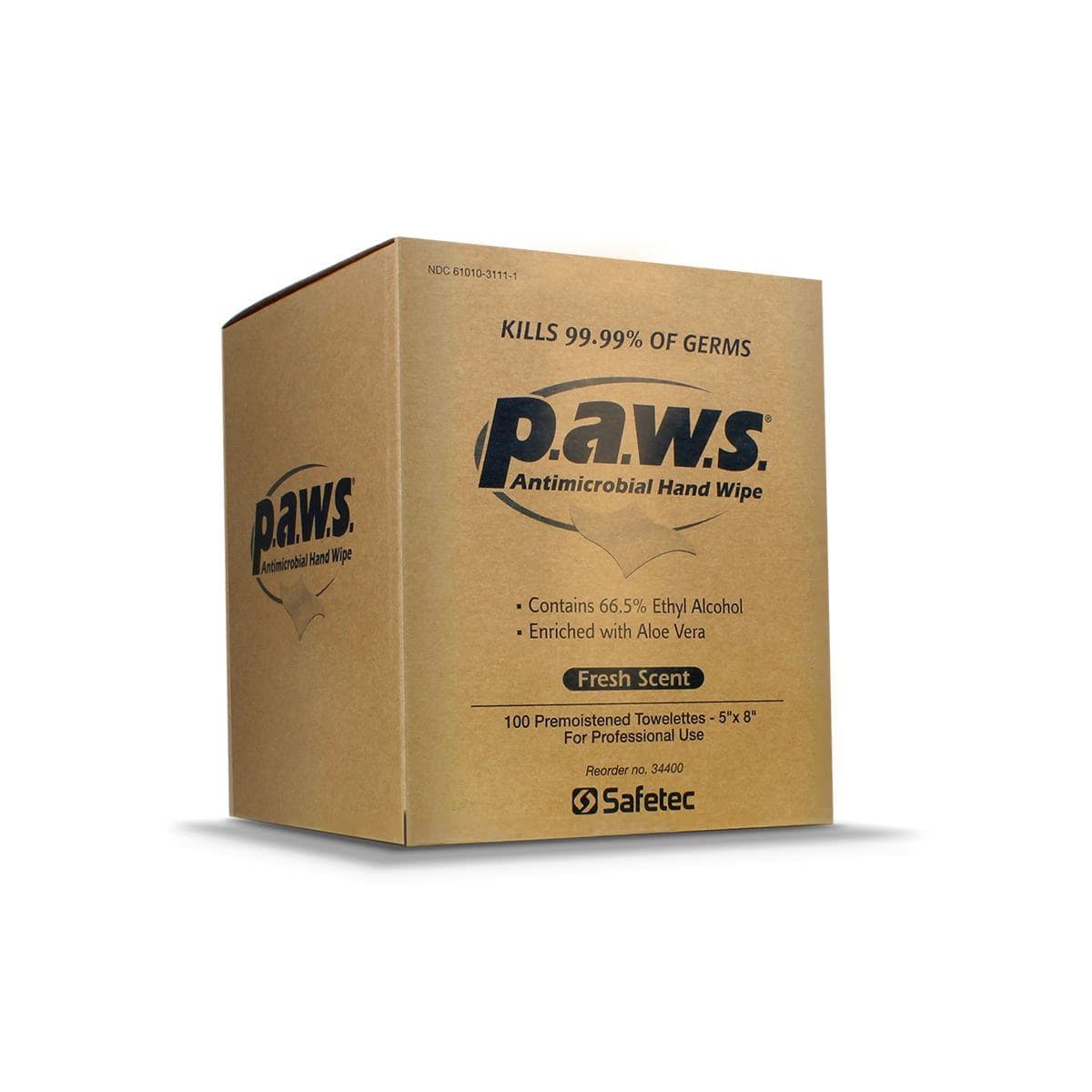 P.A.W.S. Antimicrobial Hand Wipe - Box of 100 - Image 1