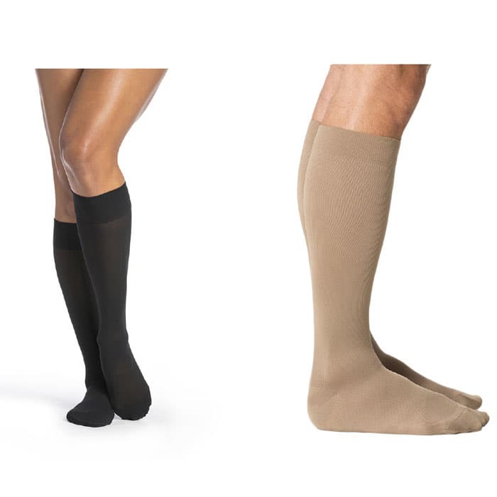Sigvaris Style Microfiber Men Calf High Closed Toe Compression Socks, 30-40 mmHg, With Grip Top, Medium-Long, Black - Pair - Image 1