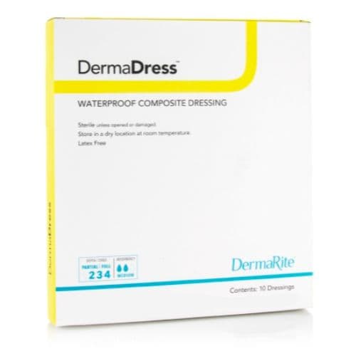 DermaDress Waterproof Composite Dressing, 4 x 4 Inch - Box of 10 - Image 1
