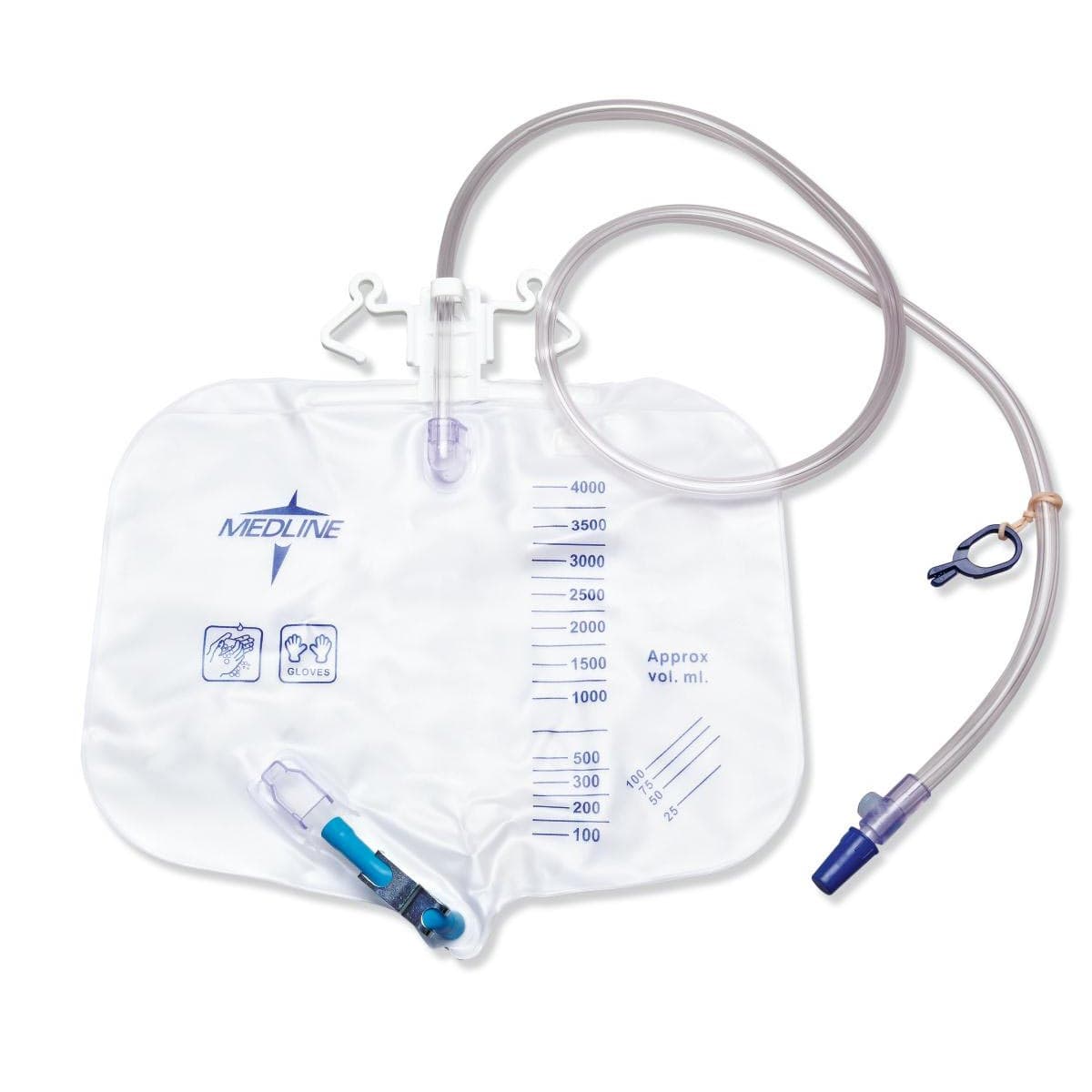 Medline Urinary Drainage Bag with Anti-Reflux Valve, 4000 mL - Each - Image 1