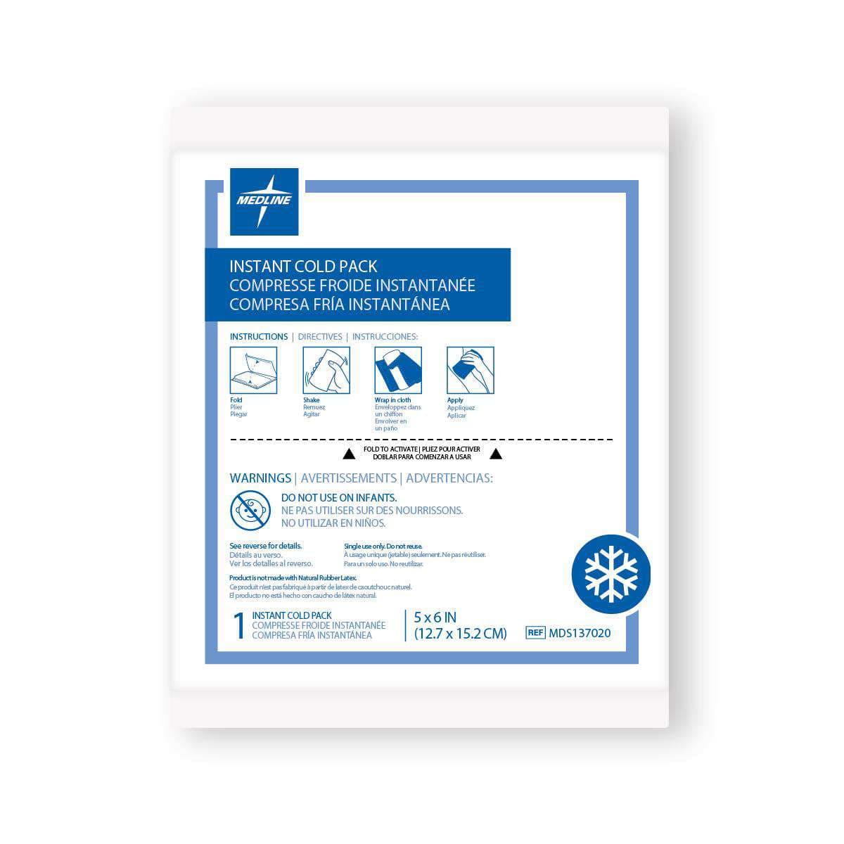 Medline Standard Instant Cold Pack, 4.75 x 6.25 Inch - Case of 50 - Image 1