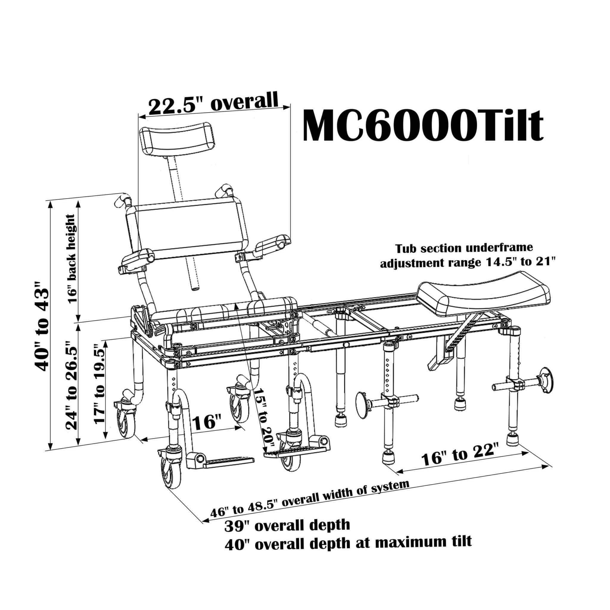 Nuprodx multiCHAIR 6000Tilt Tub Transfer Bench with Tilt-in-space - Image 2