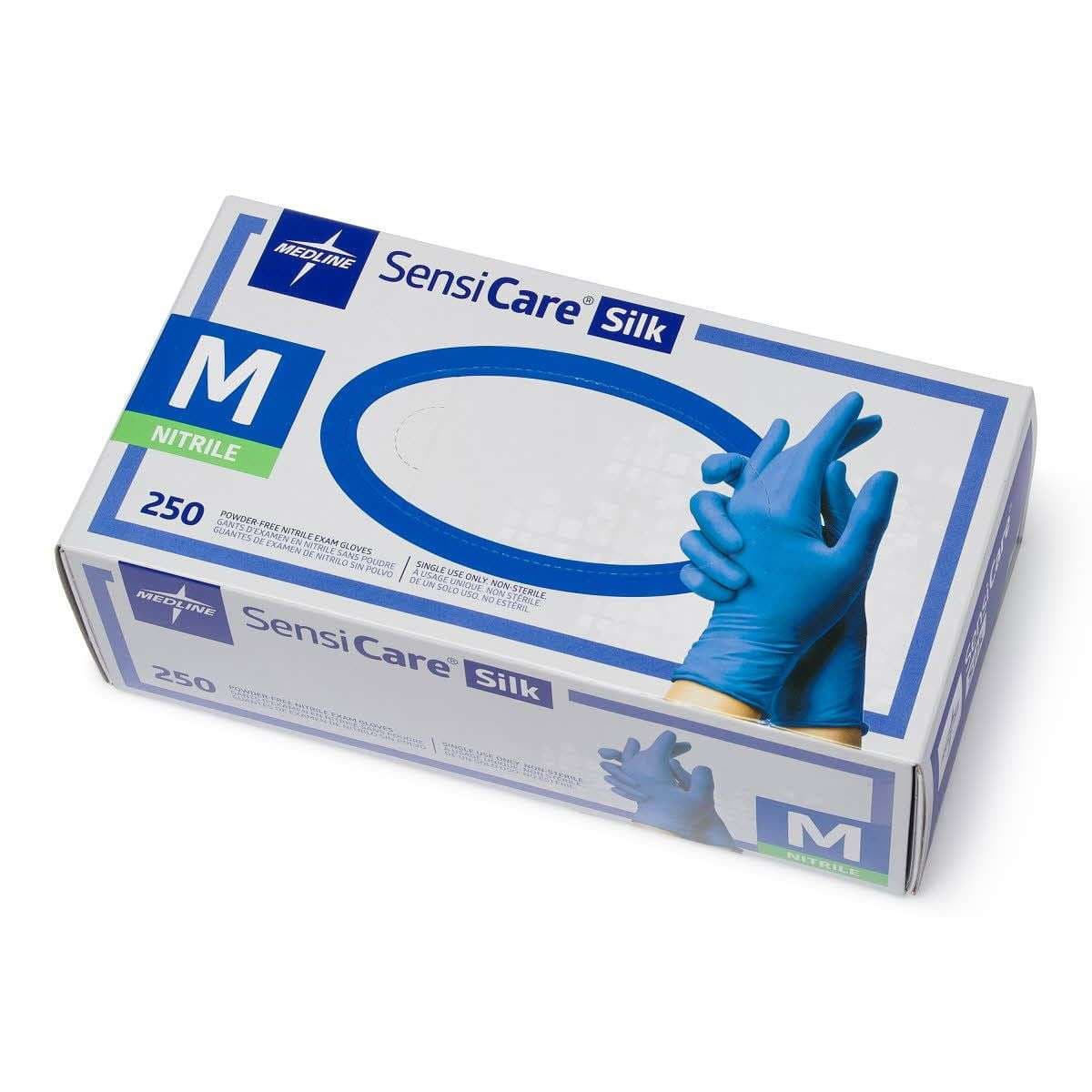 SensiCare Silk Powder-Free Nitrile Exam Gloves, Medium - Box of 250 - Image 1