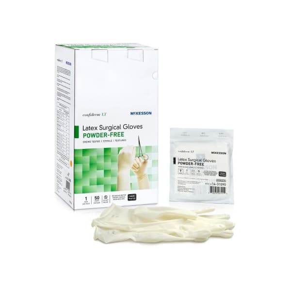 Confiderm LT Surgical Glove Ivory Neutral Neutral Beaded Cuff Standard, Size 9 - Box of 50 - Image 1