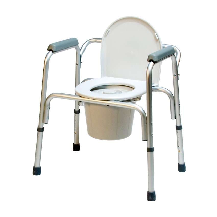 Lumex 3-In-1 Aluminum Commode with Back Bar without Casters - Case of 4 - Image 1