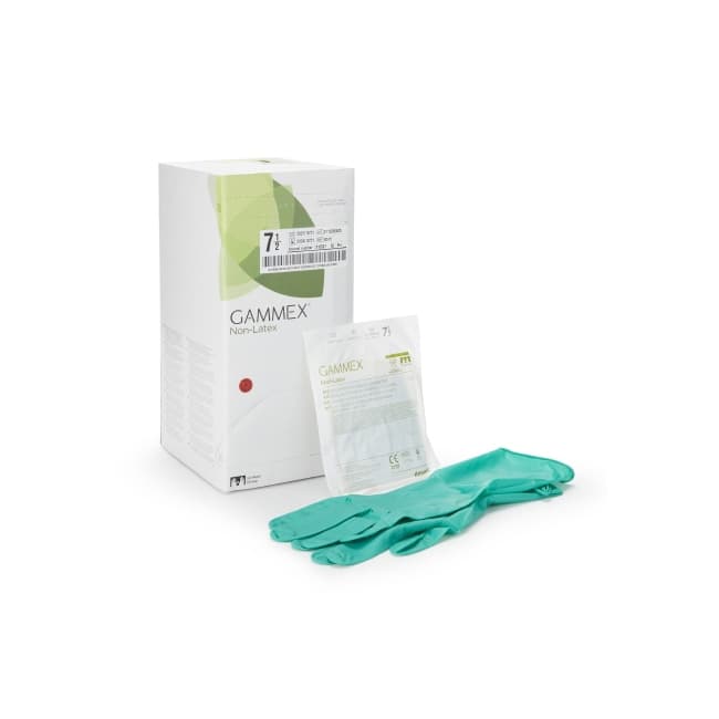 GAMMEX Non-Latex Surgical Glove Green Straight Cuff Standard, Size 7.5 - Box of 50 - Image 1