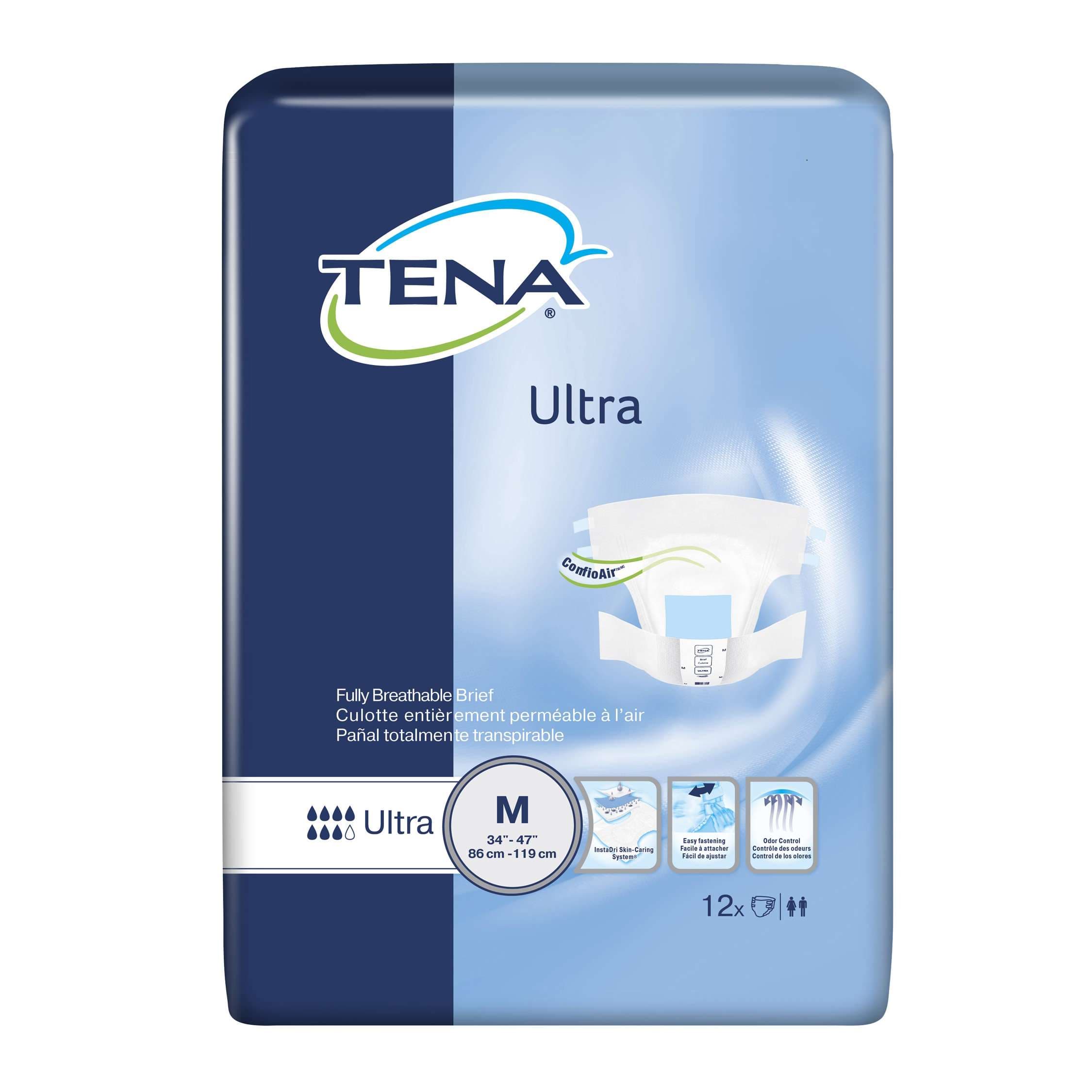 TENA Ultra Heavy Absorbency Gray Adult Incontinence Brief, Medium - Case of 96 - Image 1