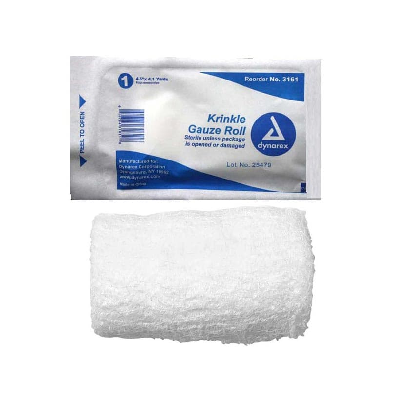 Dynarex Krinkle Gauze Roll, 4.5 x 4.1 Yard - Image 1