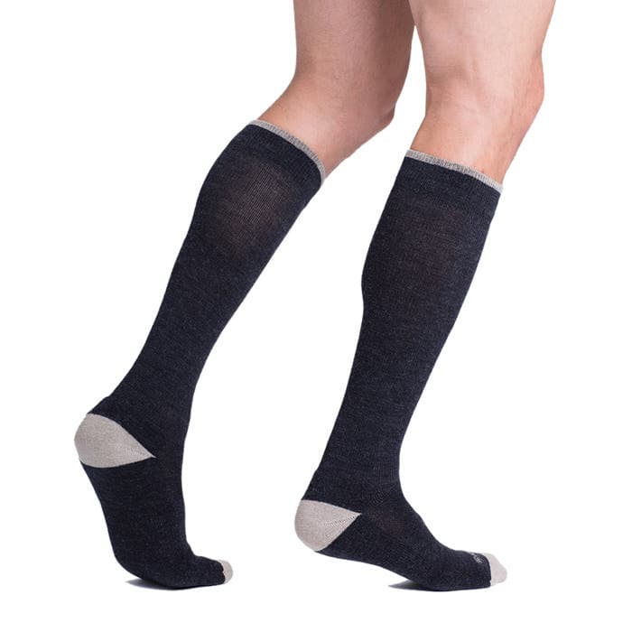 Sigvaris Unisex Motion Thermoregulating Wool Calf-High Compression Socks, 20-30mmHg Small-Short, Charcoal - Pair - Image 1