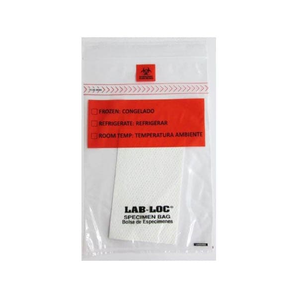 Lab-Loc Specimen Transport Bag with Document Pouch and Absorbent Pad, 12 x 15 Inch - Case of 1000 - Image 1