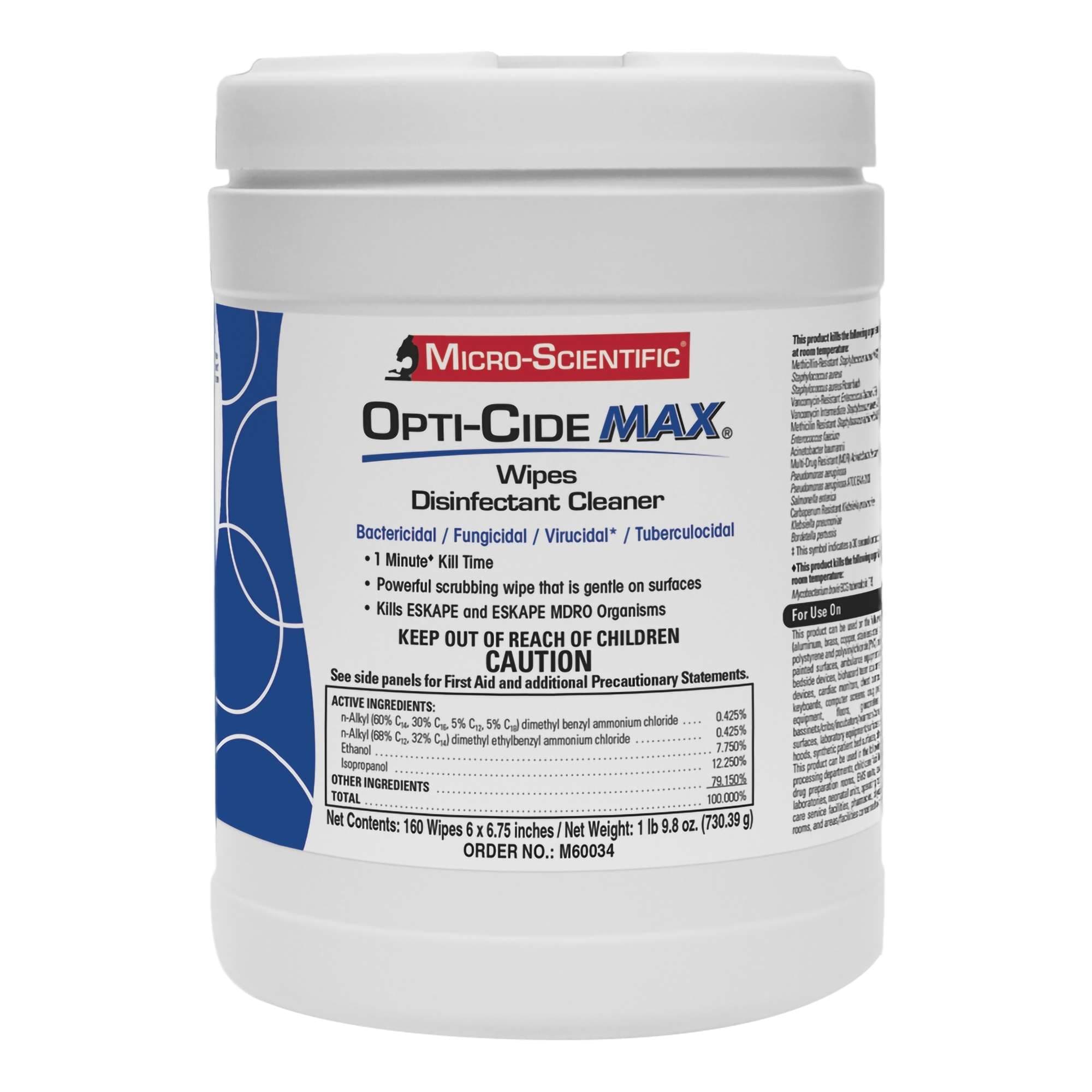 Opti-Cide Max Surface Disinfectant Cleaner Canister Wipe, 6 x 6-3/4 Inch - Carton of 160 - Image 1