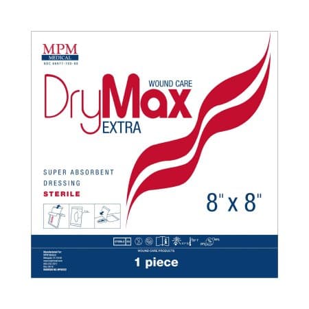 DryMax Extra Super Absorbent Dressing Non-adherent Backing, 8 X 8 Inch - Each - Image 1
