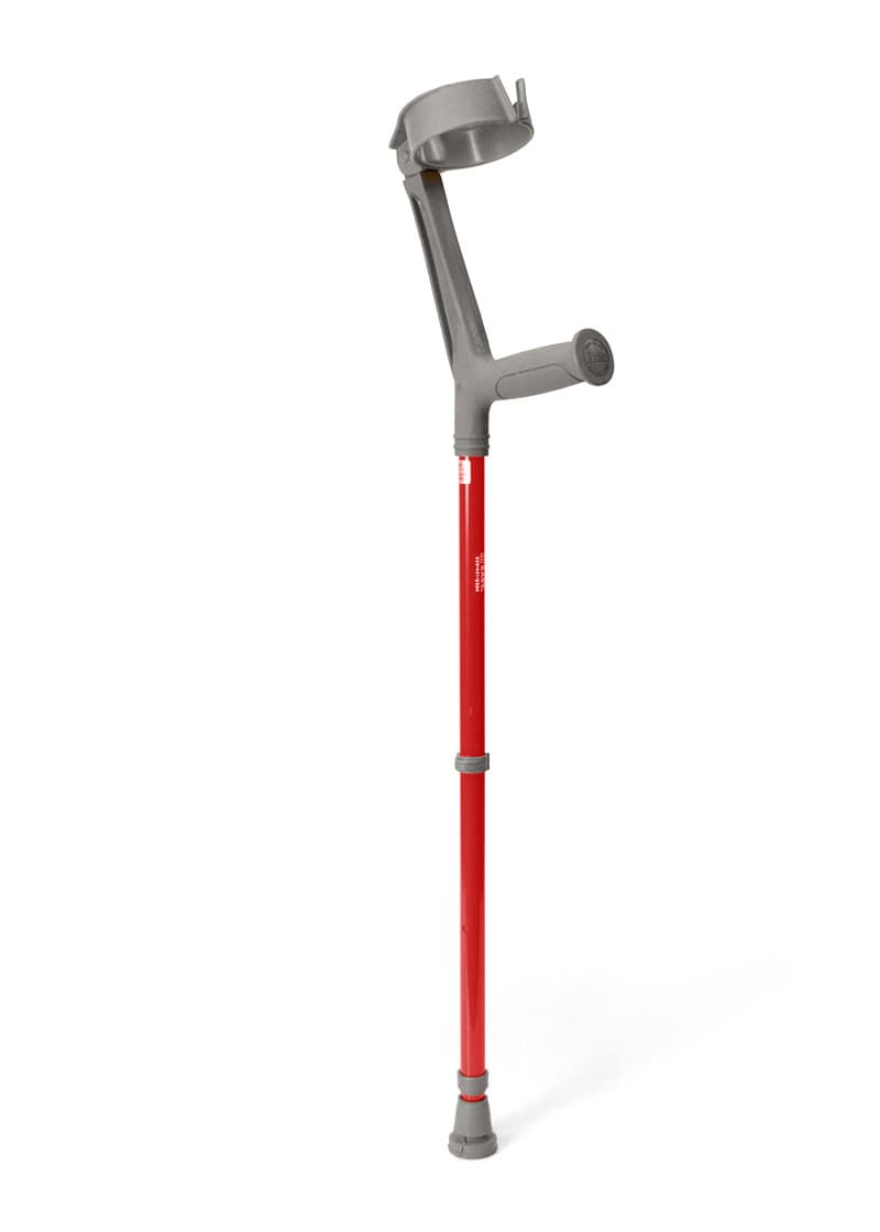 Walk Easy adult forearm articulated crutches with 4" full cuff (pair) - Red - Image 1