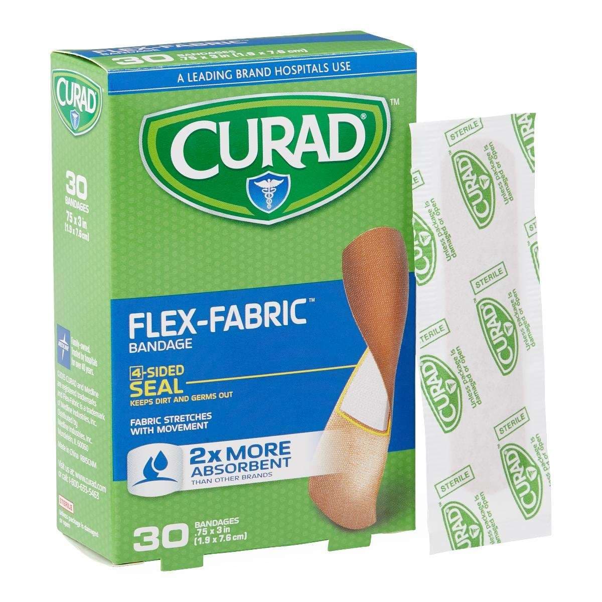 Medline Curad Flex Fabric Adhesive Bandage, 0.75 x 3 Inch - Case of 720 - Image 1