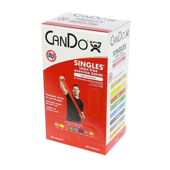 CanDo Latex-Free Exercise Band, 5 Foot Singles, Red, Light - Box of 30 - Image 1