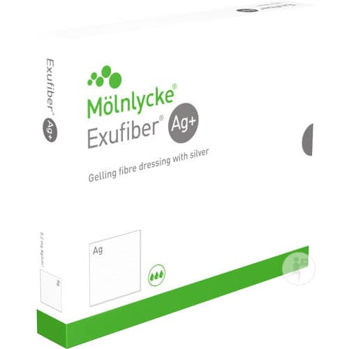 Exufiber Ag+ Antimicrobial Gelling Fiber Dressing, 8 x 12 Inch - Box of 5 - Image 1