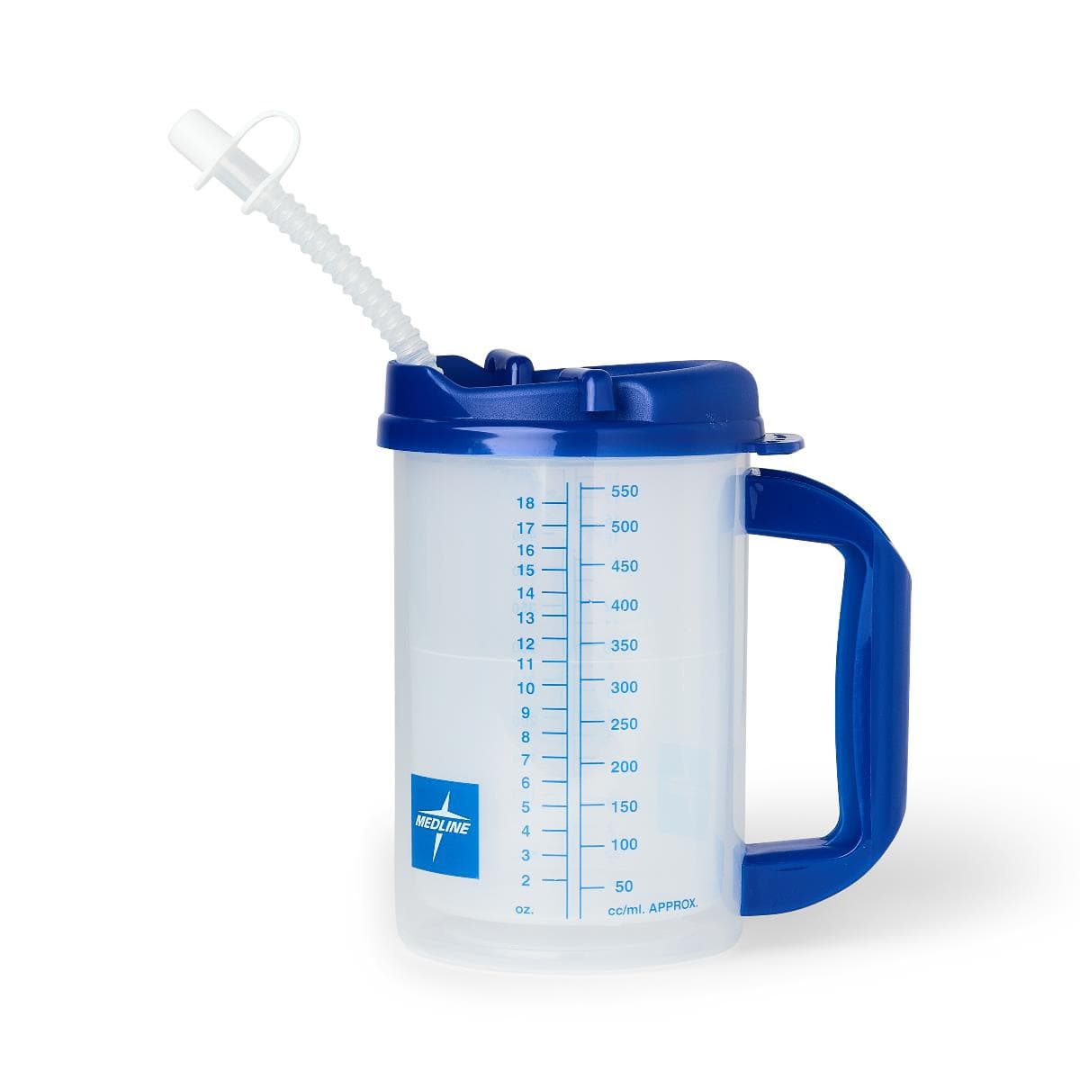 Medline Insulated Carafe with Graduations, Clear with Blue Lid, 20 oz - Case of 50 - Image 1