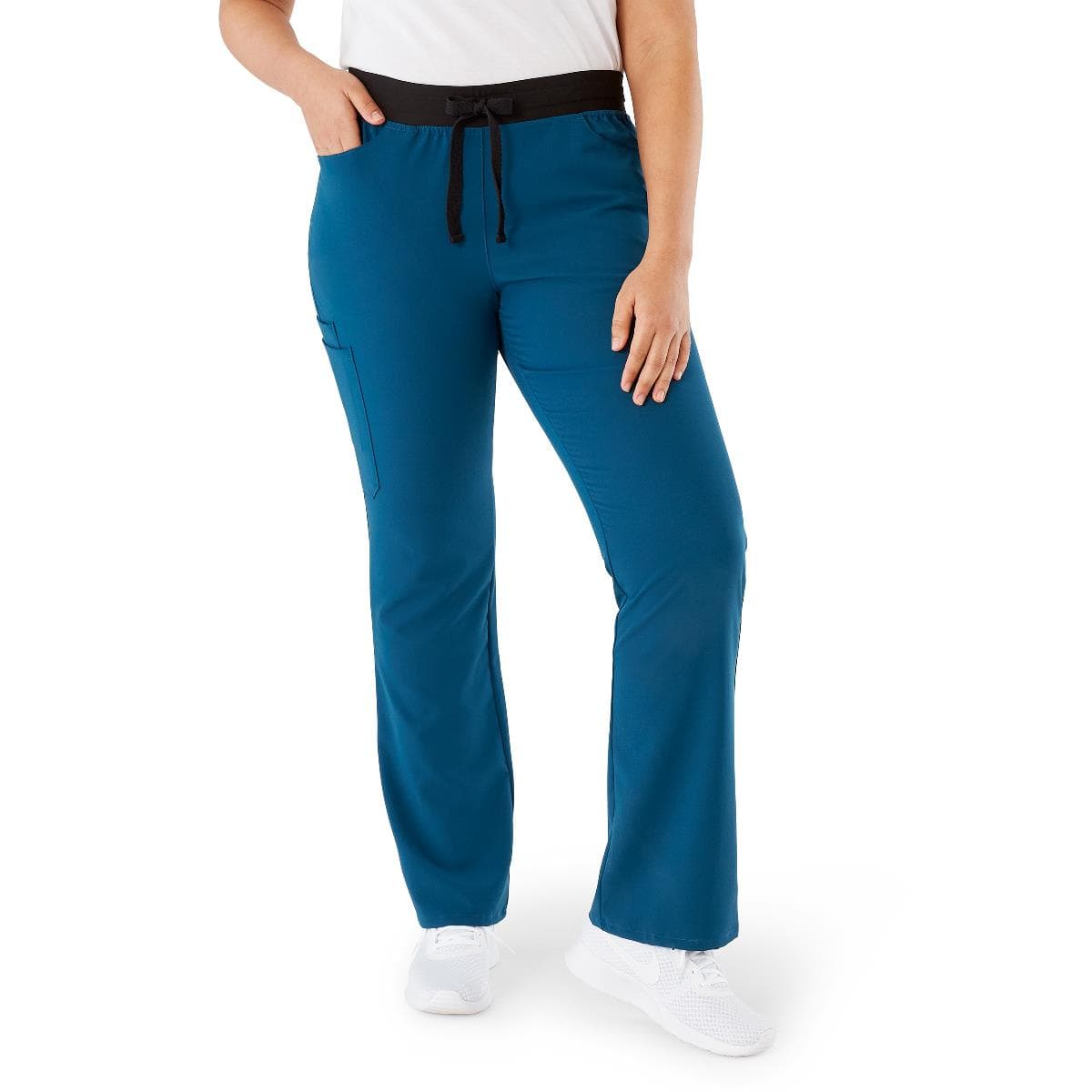 Medline Coastal AVE Women's Boot-Cut Petite Scrub Pant, Caribbean Blue, Large - Image 1