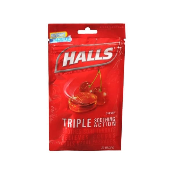 Halls Cold and Cough Relief, Cherry Flavor, 7 mg - Bag of 30 - Image 1