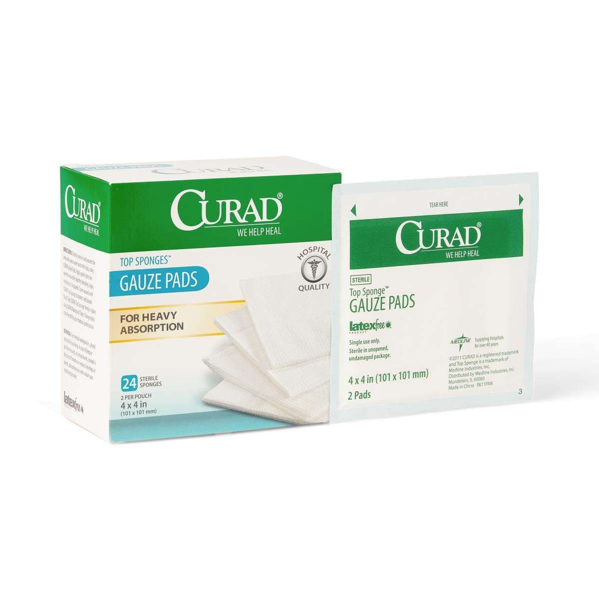 Curad Sterile Post-op Top Sponge Gauze Pads, 4 x 4 Inch - Case of 576 - Image 1