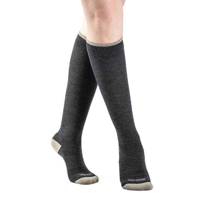 Sigvaris Unisex Merino Outdoor Calf High Compression Socks, 15-20mmHg, X-Large, Charcoal - Pair - Image 1