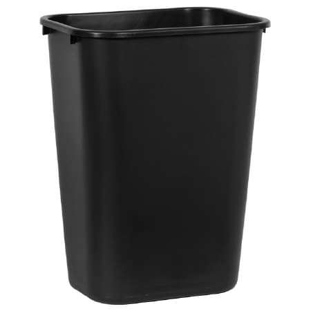 Deskside Rectangular Trash Can Without Lid, Black - Case of 12 - Image 1