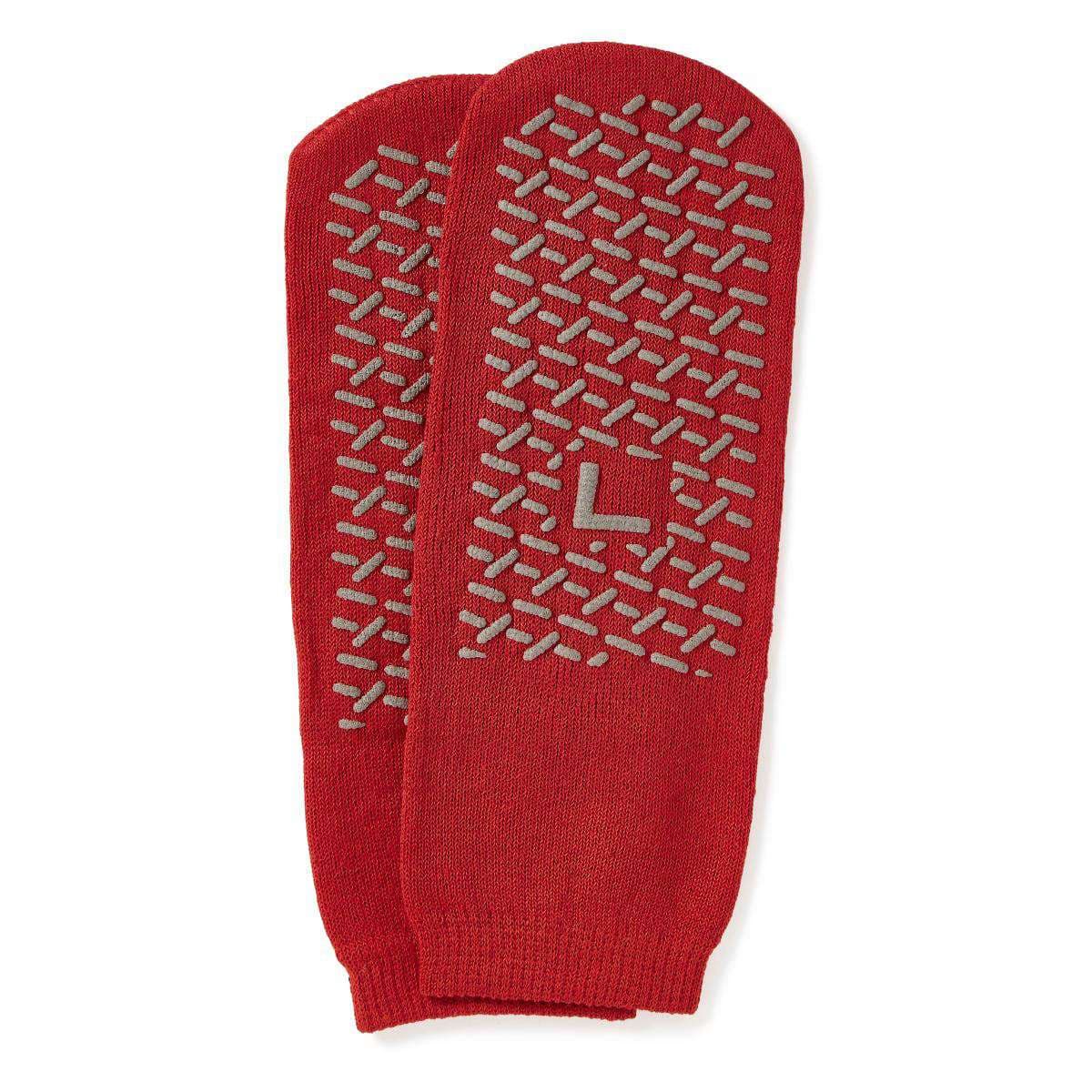 Medline Double-Tread Patient Slippers, Red, Size L - Case of 48 - Image 1