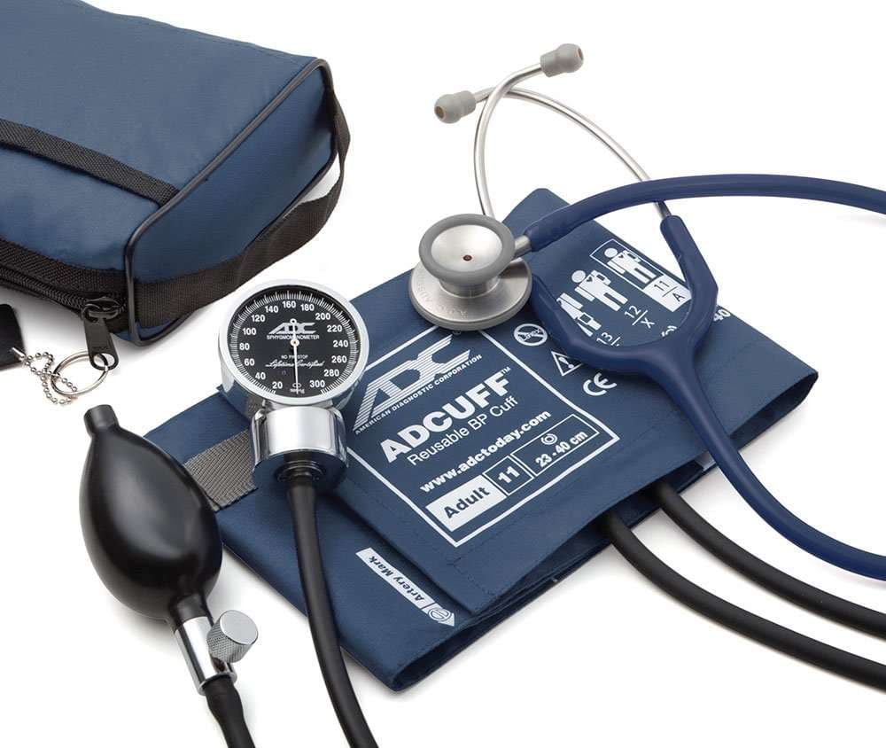 ADC Pro's Combo III Pocket Aneroid & Clinician Scope Kit, Adult, Navy - Image 1