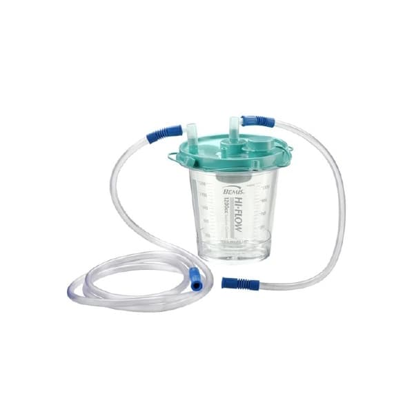 Hi-Flow Rigid Suction Canister Kit, Wall Mount, 18 Inch Tubing and 6 Foot Tubing, 1200 mL - Case of 48 - Image 1