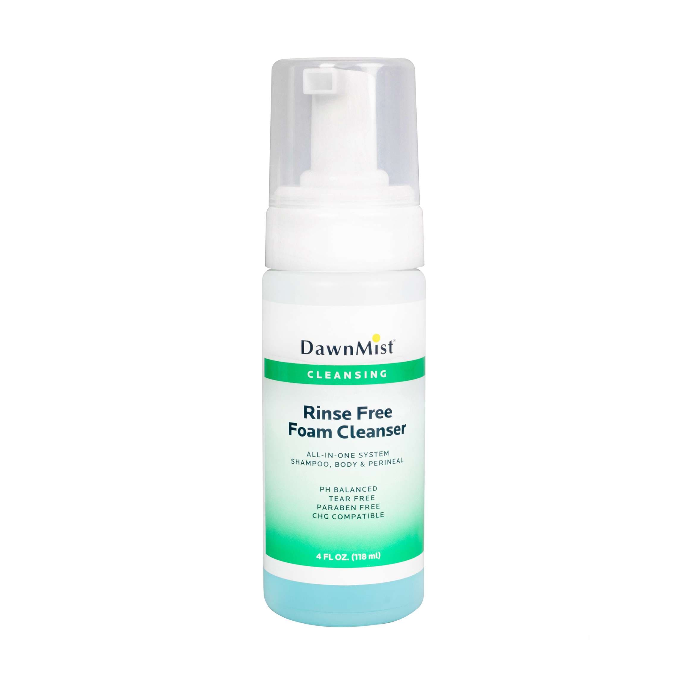 DawnMist Rinse-Free Foaming Cleanser Pump Bottle, Scented, 4 oz - Case of 24 - Image 1