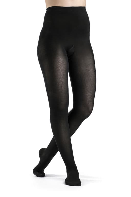 Sigvaris Women's Style Soft Opaque Compression Pantyhose, 15-20mmHg Closed Toe, Small-Long, Black - Pair - Image 1