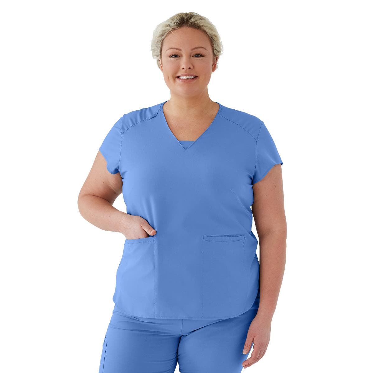 Medline Monroe AVE Women's Scrub Top, Ceil Blue, Large - Image 1
