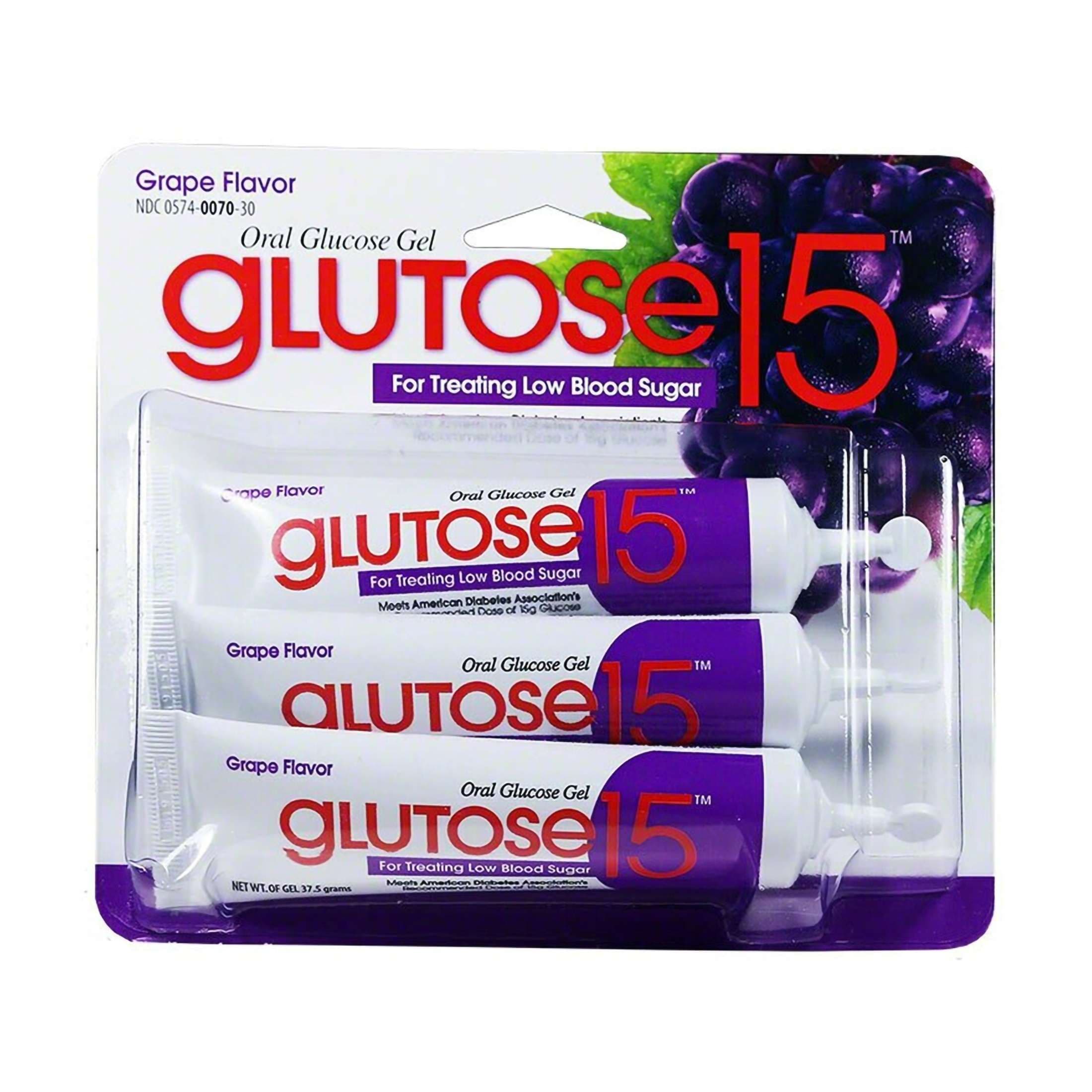 Glutose 15 Glucose Supplement, Gel, Grape - Package of 3 - Image 1