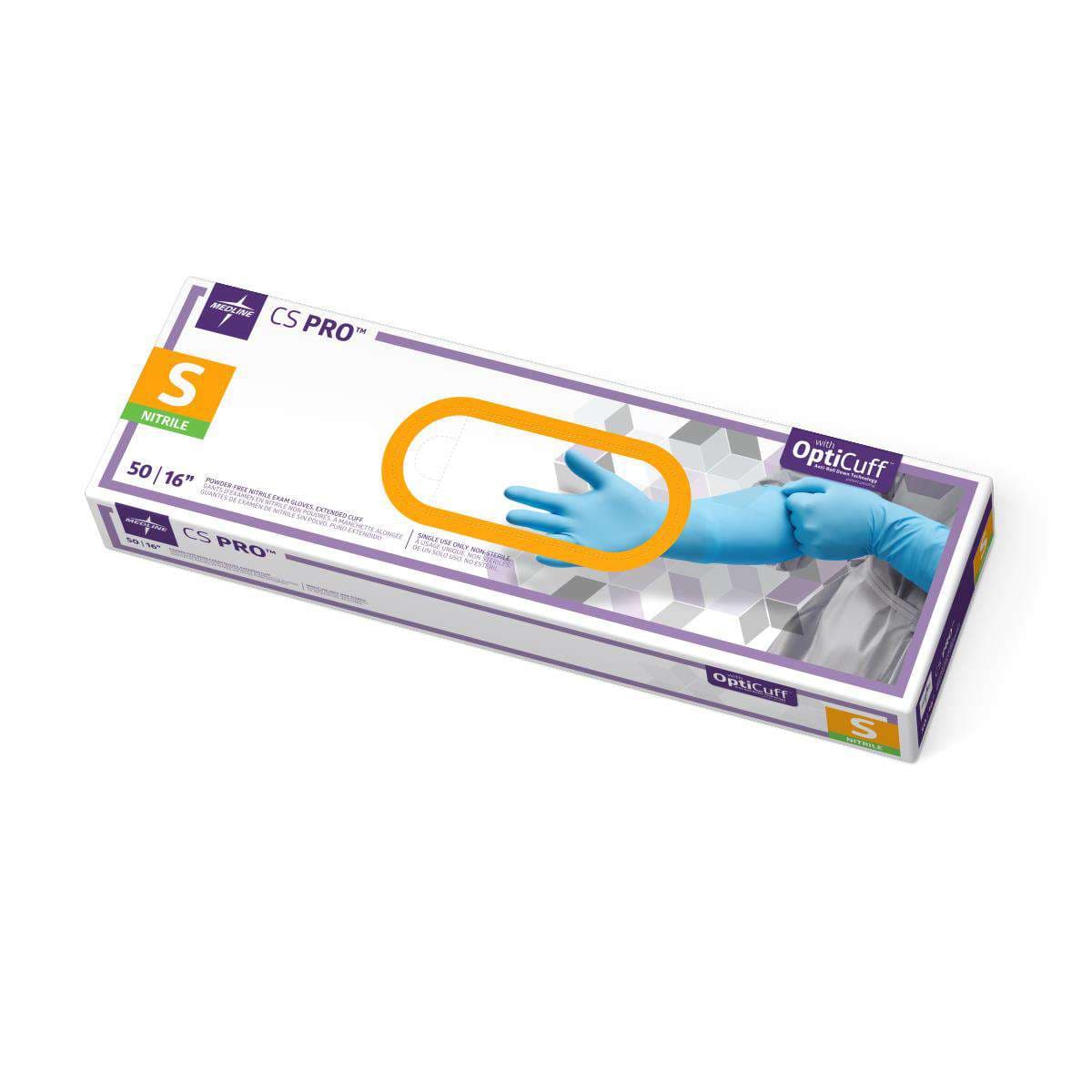 CS Pro 16" Extended Cuff Nitrile Exam Gloves, Small - Case of 500 - Image 1