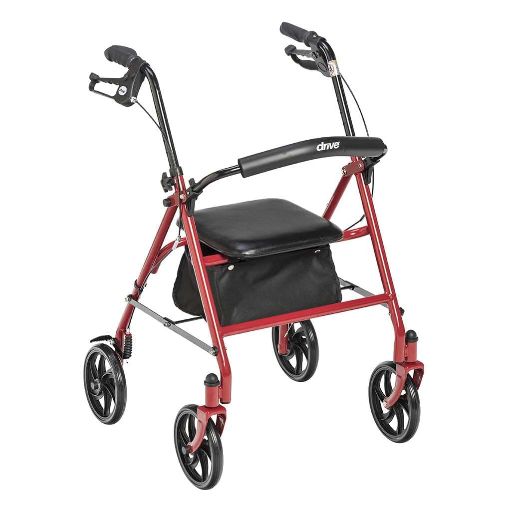Drive durable four wheel rollator, Red - Each - Image 1