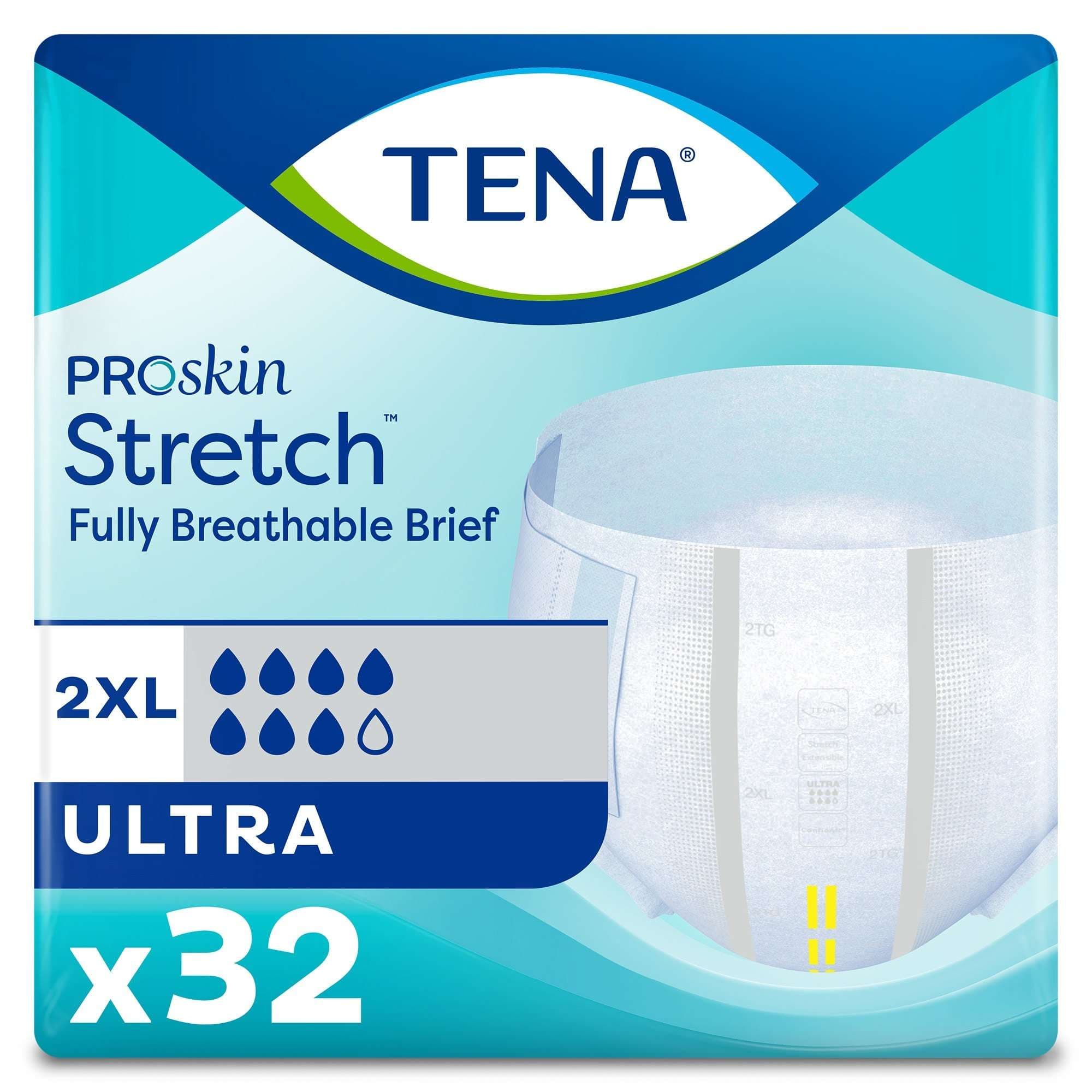 TENA ProSkin Stretch Ultra Briefs, 2X-Large, Gray - Bag of 32 - Image 1