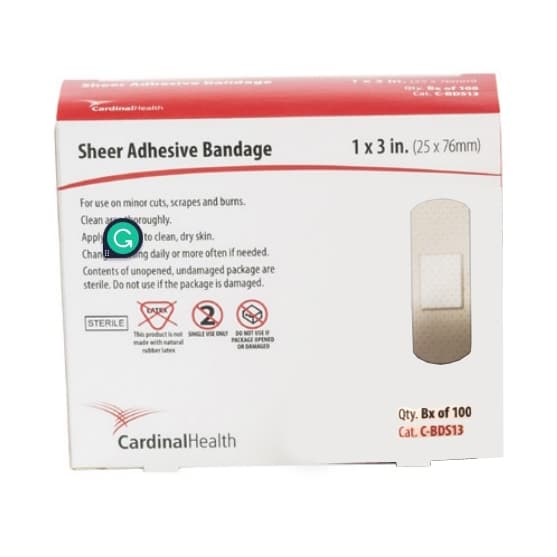 Cardinal Sheer Adhesive Bandages, 1 x 3 Inch - Box of 100 - Image 2