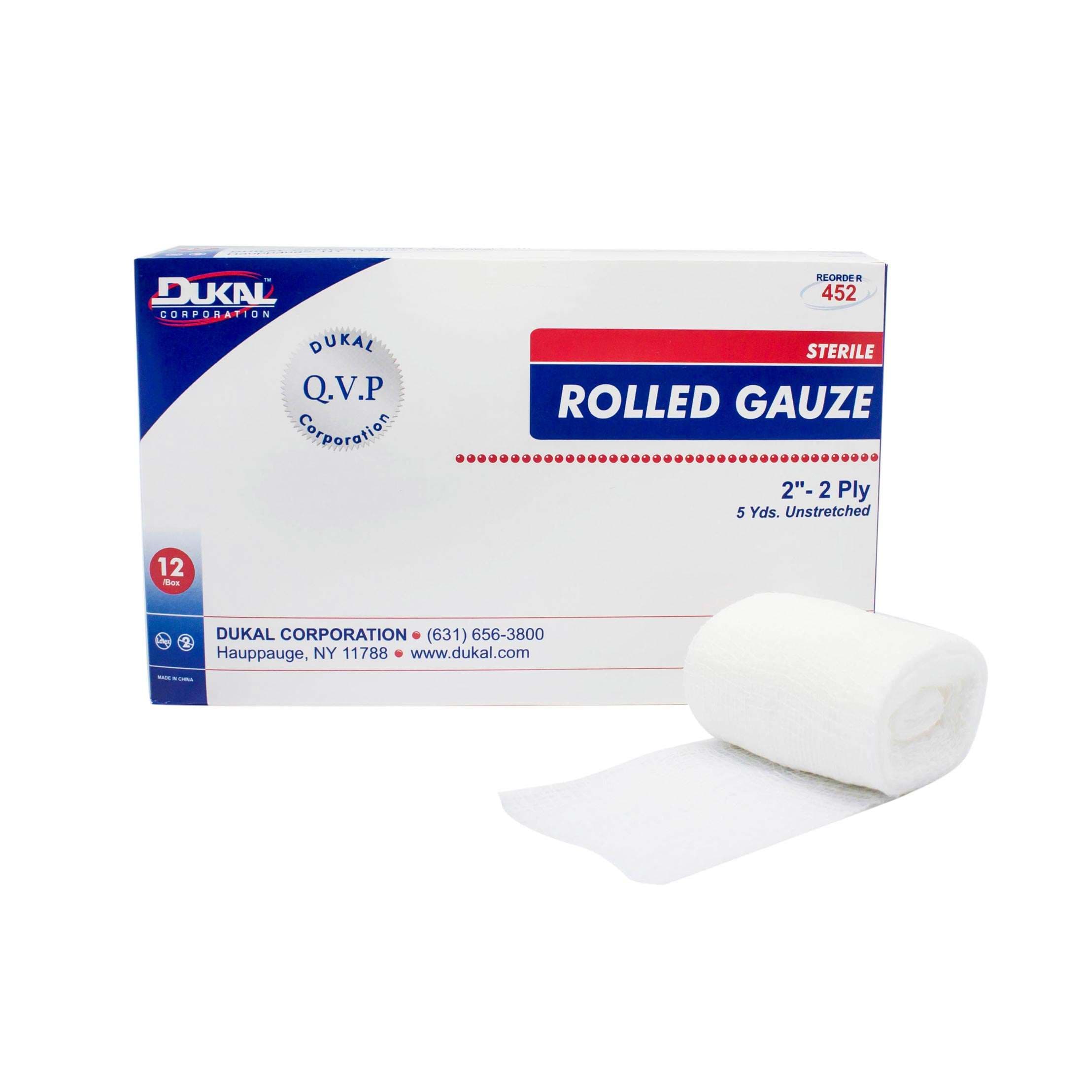 Dukal Cotton 2-Ply Conforming Bandage, 2 Inch 5 Yard, Sterile - Case of 96 - Image 1