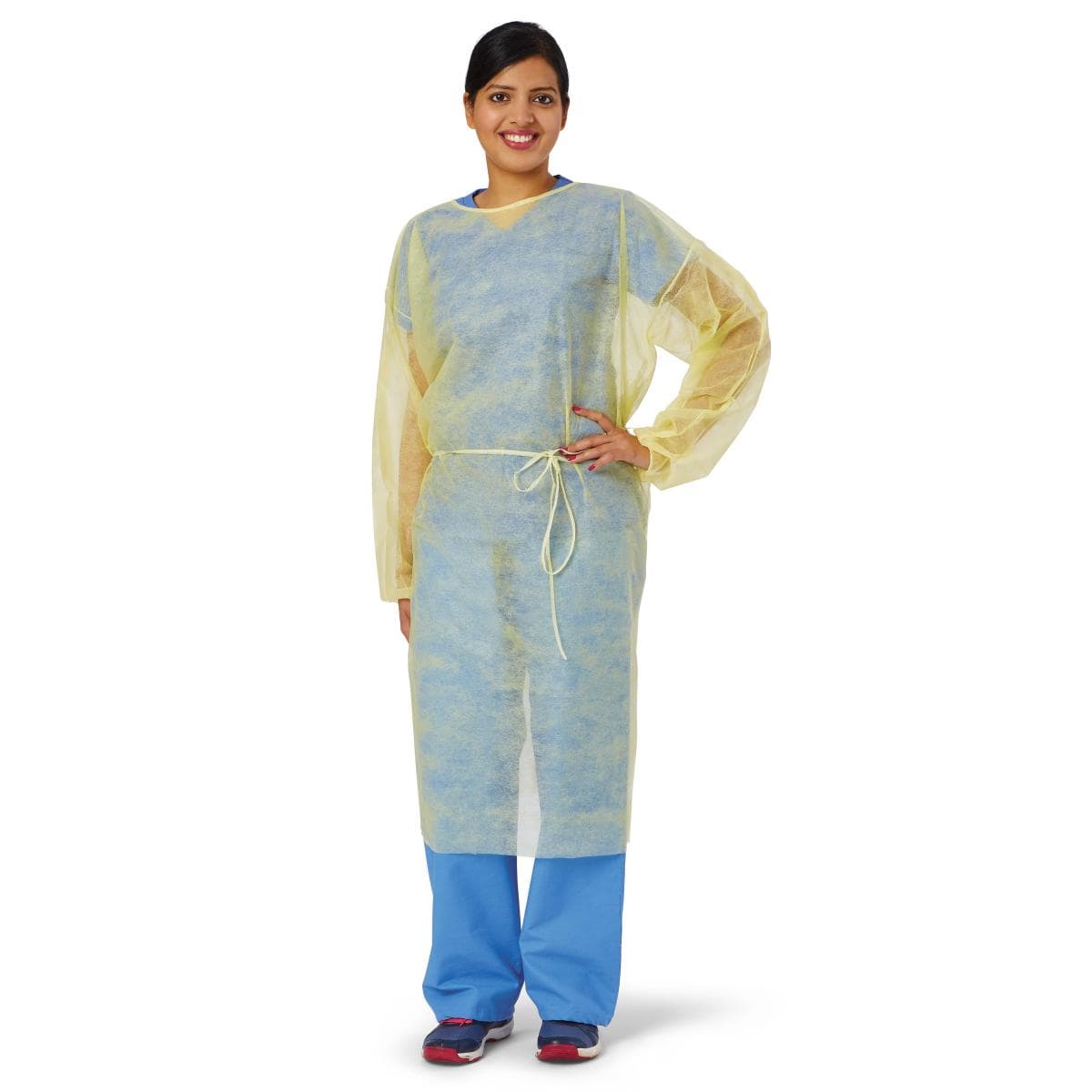 Medline Classic Cover Lightweight Spunbond Polypropylene Gowns with Waist and Neck Ties - Image 2