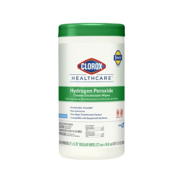 Clorox Healthcare Surface Disinfectant Cleaner Wipe, 5-3/4 x 6-3/4 Inch - Carton of 155 - Image 1