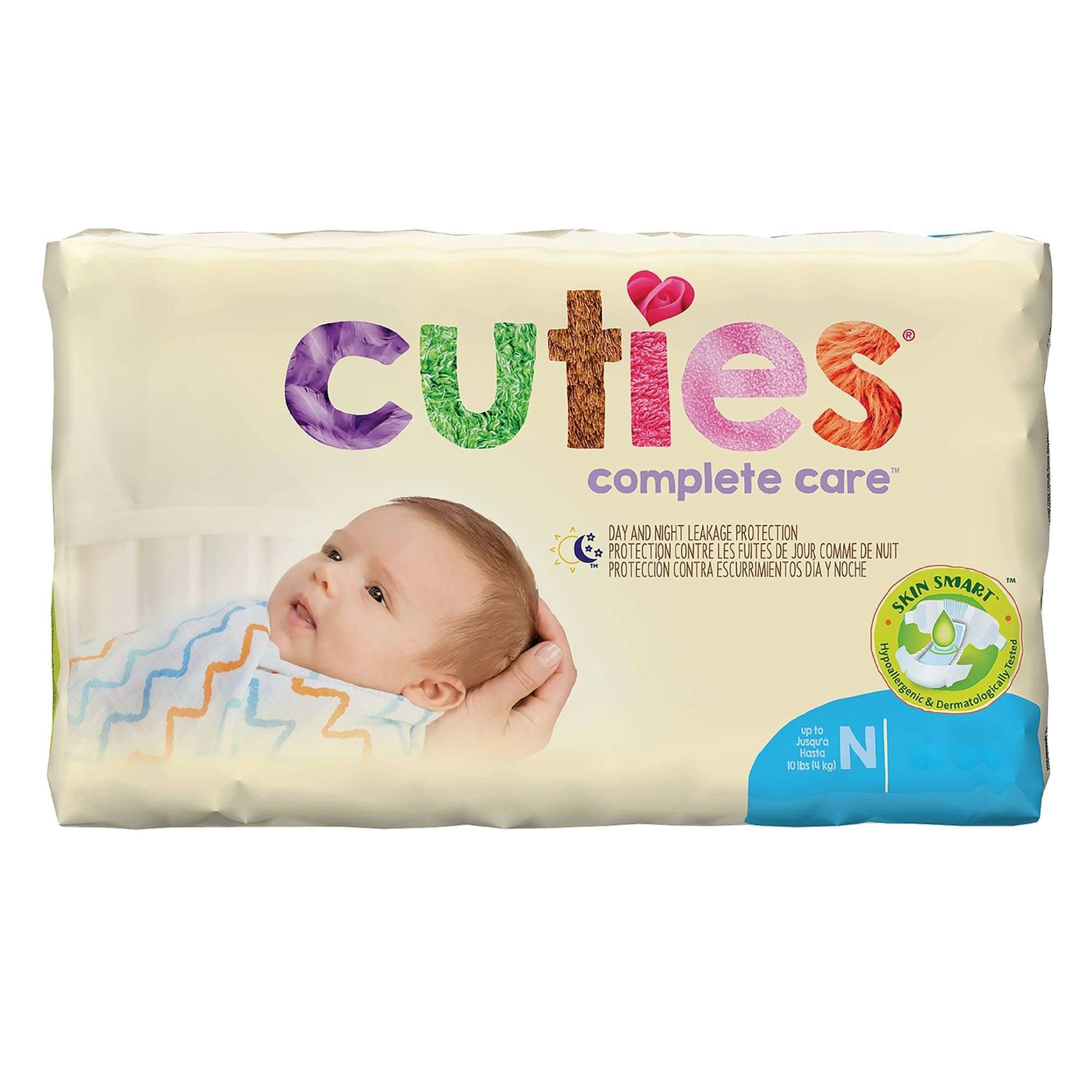 Cuties Complete Care Baby Diapers, Newborn - Bag of 25 - Image 1