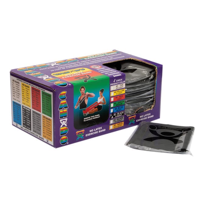 CanDo Latex Free Exercise Band, 4 Feet Length, Black, Extra heavy - Box of 40 - Image 1