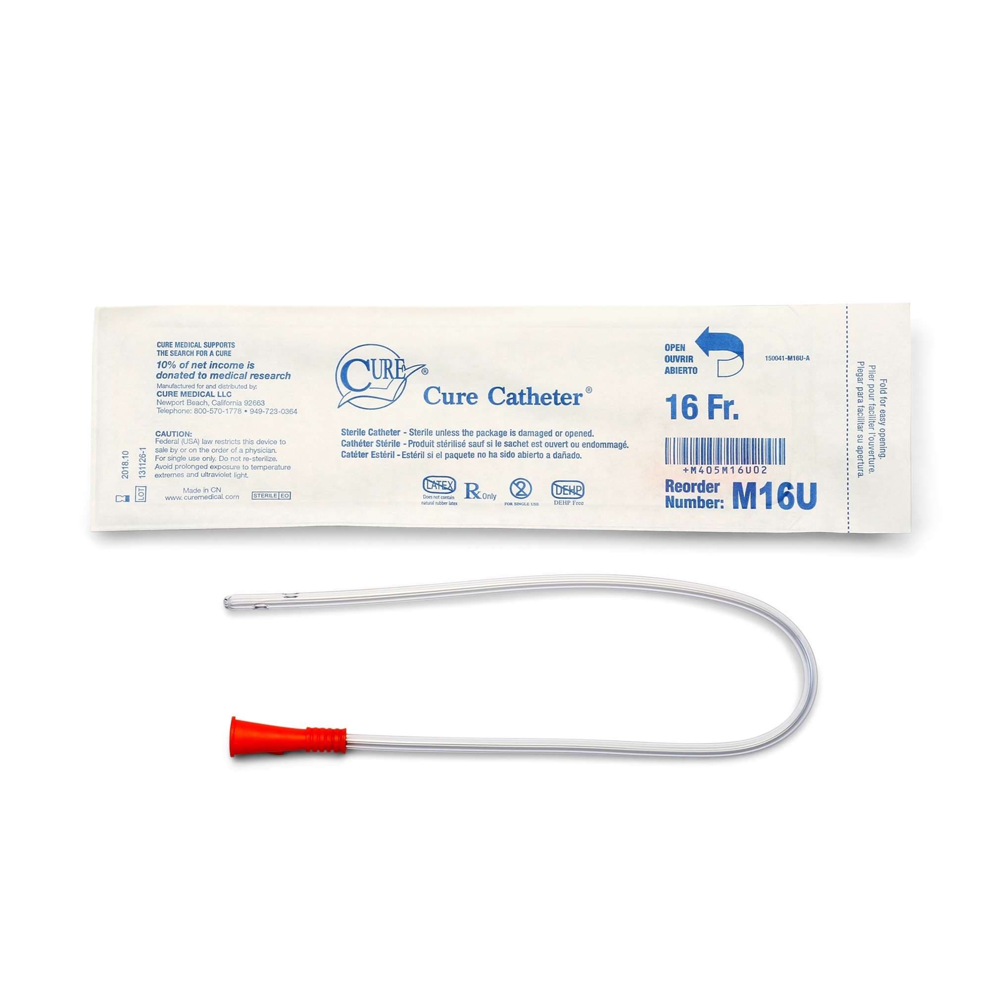 Cure Pocket Catheter for Male, 16 Fr - Box of 30 - Image 1