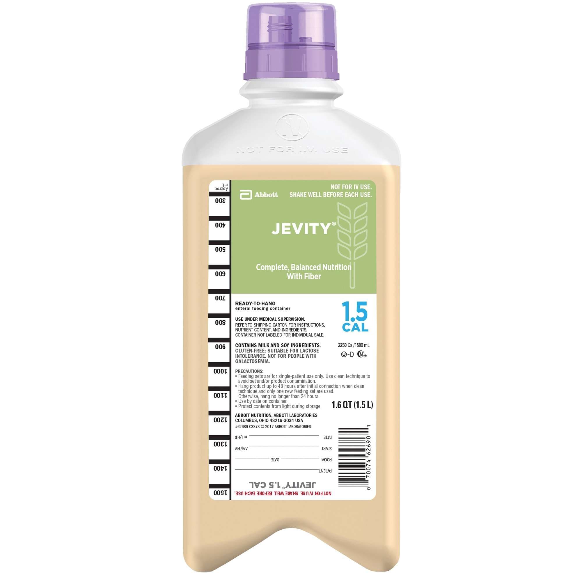 Jevity 1.5 Cal RTH Tube Feeding Formula with Fiber, Unflavored, 1.5 Liter - Case of 6 - Image 1