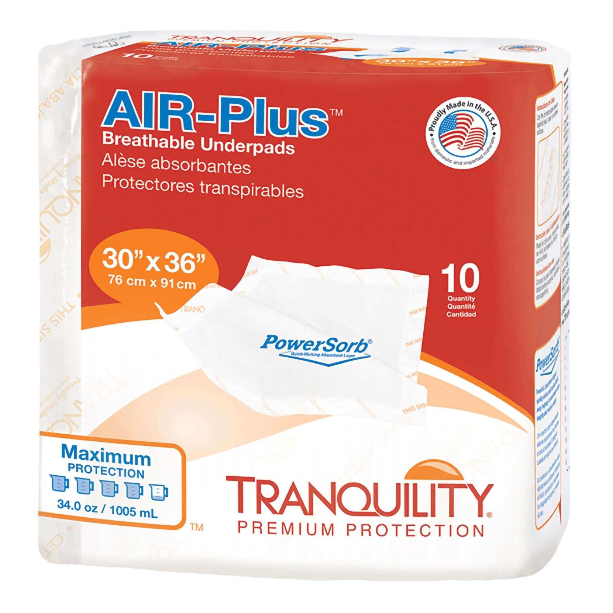 Tranquility AIR-Plus Breathable Underpad, 30 x 36 Inch - Bag of 10 - Image 1