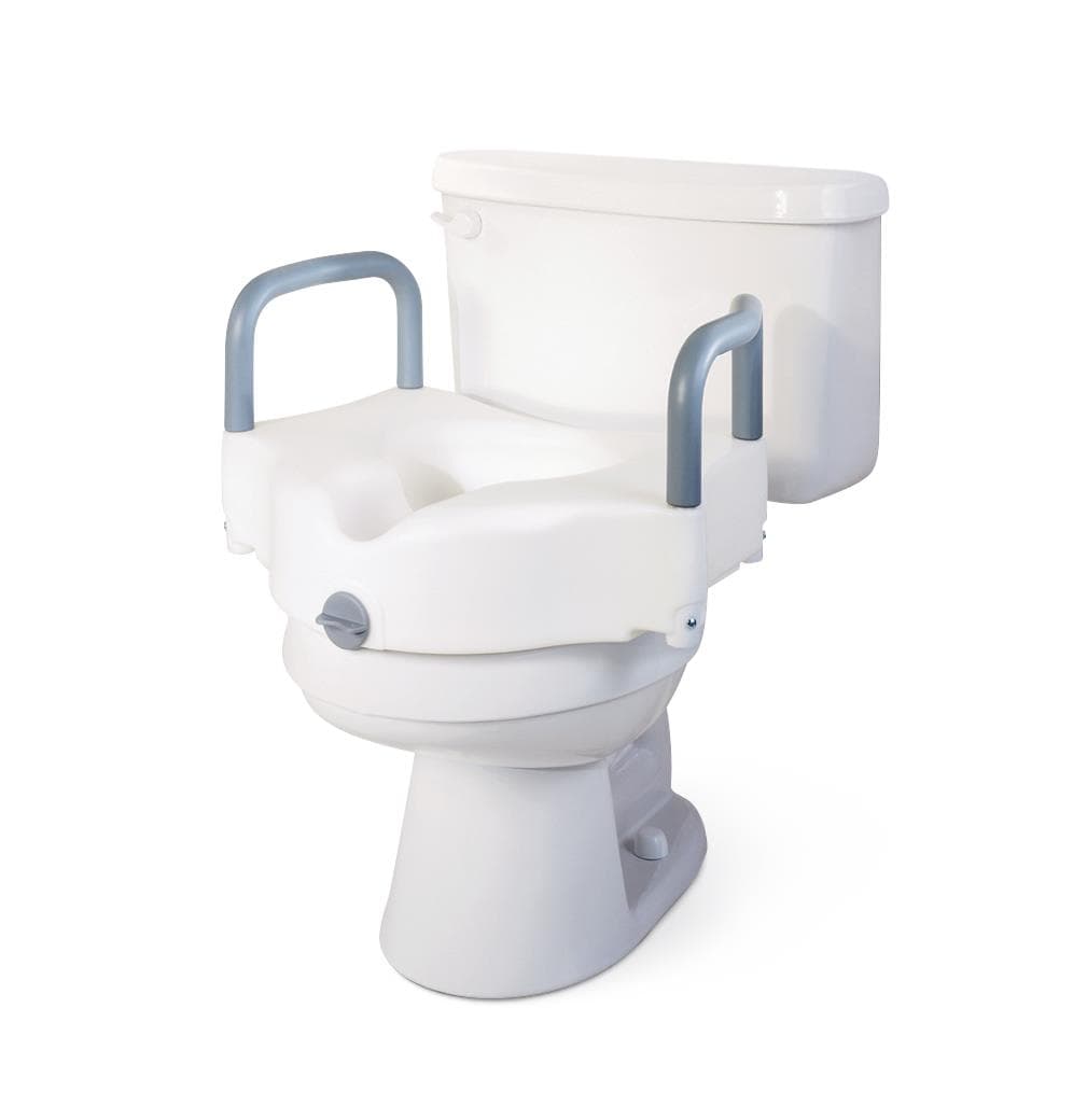 Medline 5" Raised Locking Toilet Seat with Arms - Image 2