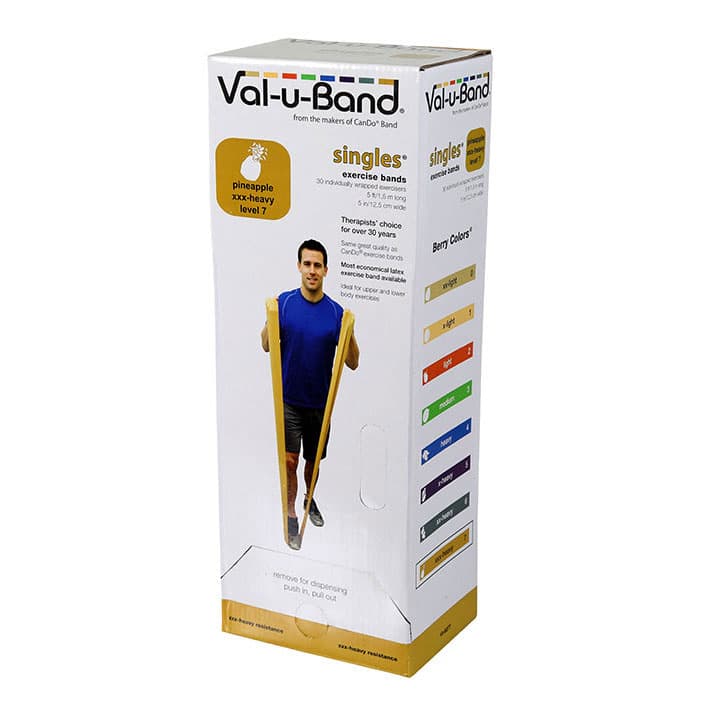 Val-U-Band Latex Exercise Band, 5-Foot Strip Pineapple (7) - Box of 30 - Image 1