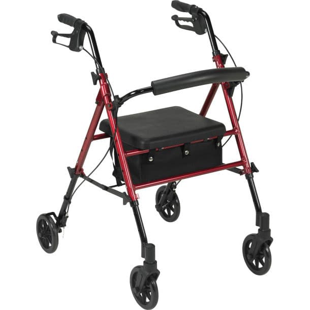 Drive Adjustable Height Rollator, Red - Each - Image 1